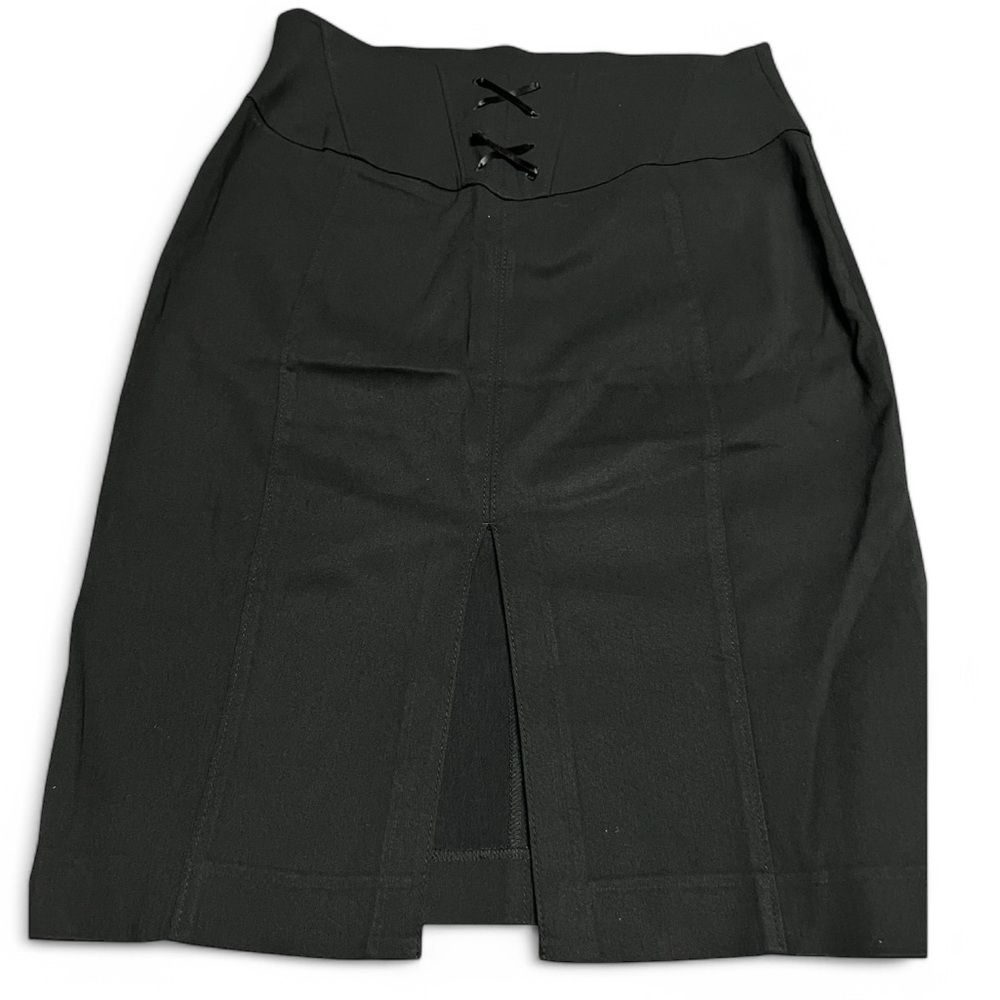 Express Design Studio Black pencil skirt front split and lace up detail Size 8